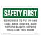 Signmission OSHA, Remember To Put On Lab Coat Shoe Covers, 24in X 18in Rigid Plastic, 24" W, 18" H, Landscape OS-SF-P-1824-L-10707 - alternate 1
